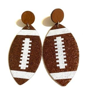 Glitter Football Dangle Earrings